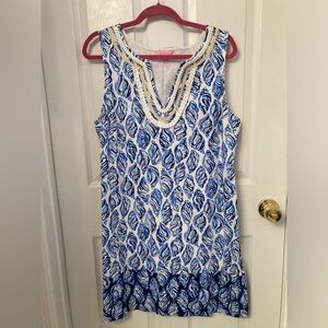 Lilly Pulitzer Harper Shift Dress ~ Blue & White Seashells ~ Sz XL